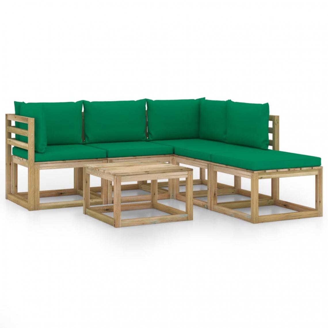 Vidaxl - vidaXL Salon de jardin 6 pcs avec coussins vert - Chaises de jardin