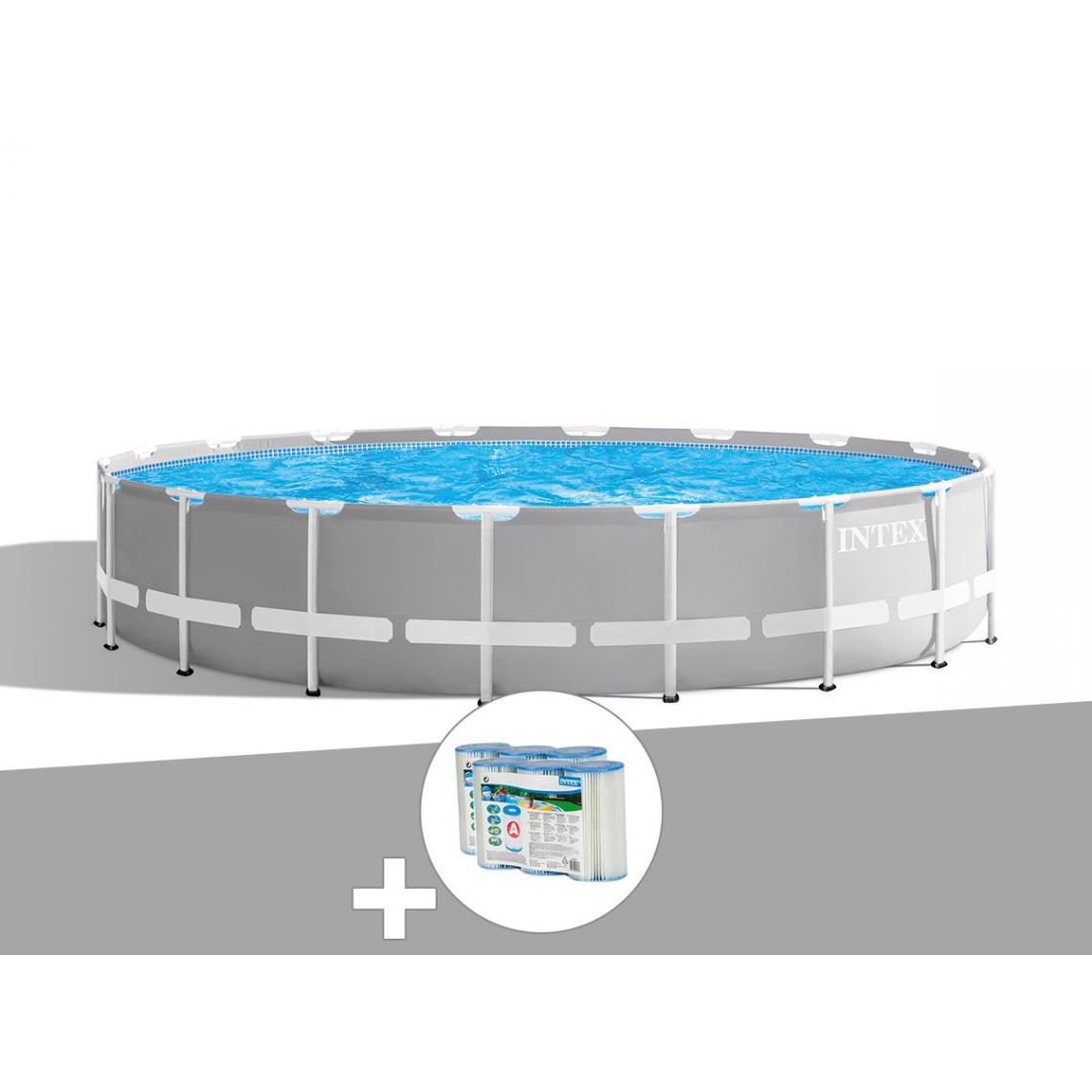 Intex - Kit piscine tubulaire Intex Prism Frame ronde 6,10 x 1,32 m + 6 cartouches de filtration - Piscine Tubulaire