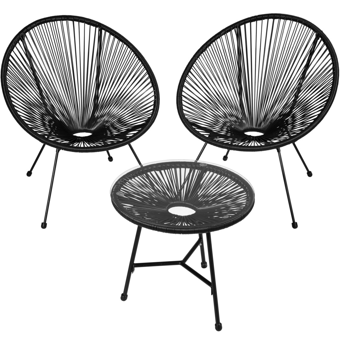 Tectake - Ensemble table et chaises de jardin GABRIELLA - noir - Ensembles tables et chaises