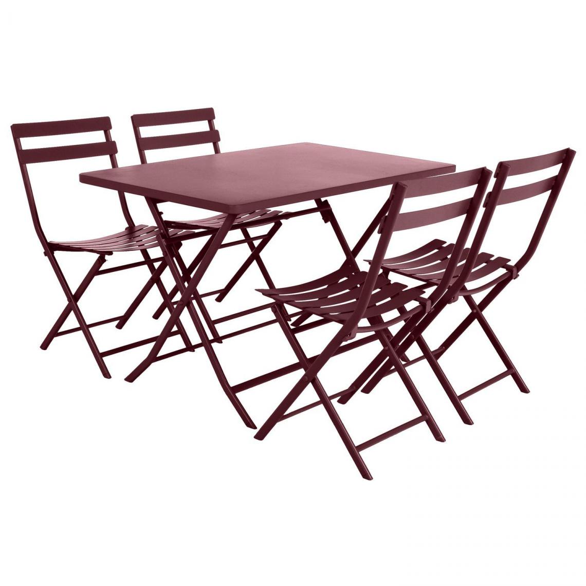 Hesperide - Table avec chaises pliables Greensboro - 4 Personnes - Bordeaux - Tables de jardin