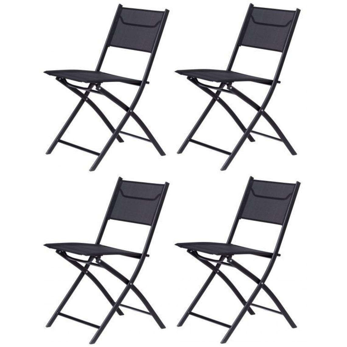 Hucoco - MSTORE - Lot de 4 chaises de jardin style moderne - 46x56x82 - Mobilier de jardin - Noir - Chaises de jardin