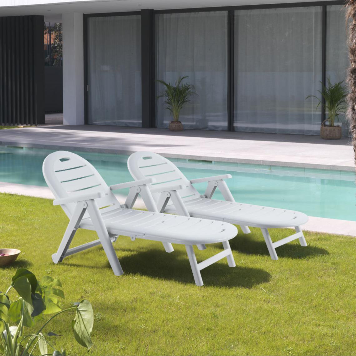 Concept Usine - Caiman - Lot de 2 bains de soleil blanc - Transats, chaises longues