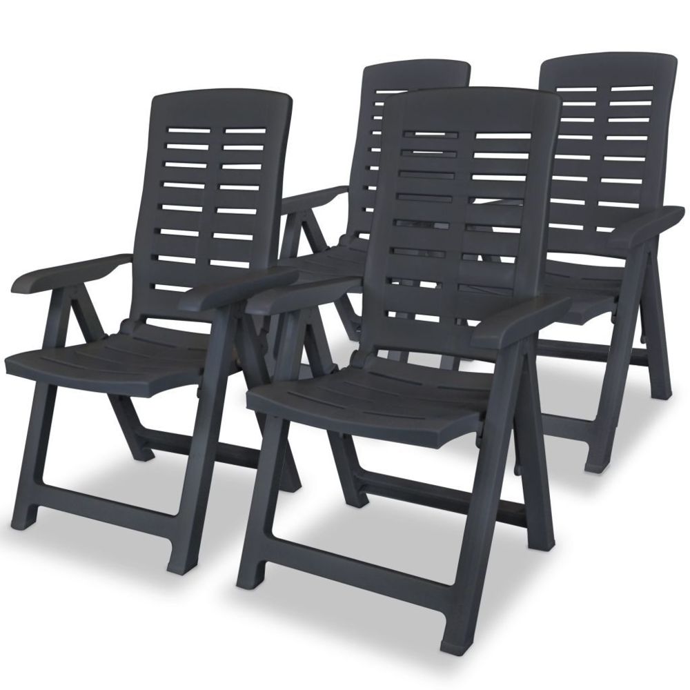 Vidaxl - Chaise inclinable de jardin 4 pcs Plastique Anthracite | Gris - Sièges d'extérieur - Chaises d'extérieur | Gris | Gris - Chaises de jardin