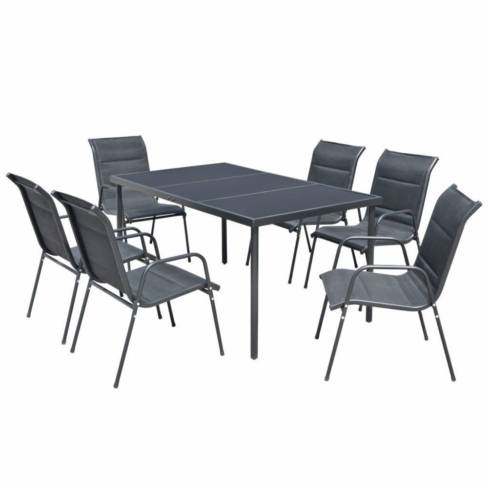 Vidaxl - Ensemble de salle à manger d'extérieur 7 pcs Noir - 43309 | Noir - Ensembles canapés et fauteuils