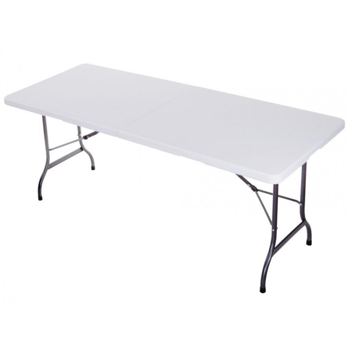Hucoco - MSTORE | Table de banquet jardin pliable | 240x72x70 cm | Construction robuste en acier | Montage rapide et facile - Blanc - Tables de jardin