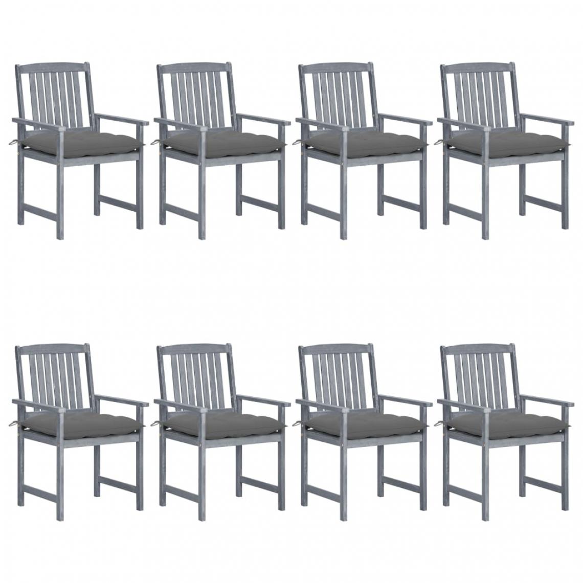 Vidaxl - vidaXL Chaises de jardin avec coussins 8 pcs Bois d'acacia solide Gris - Chaises de jardin