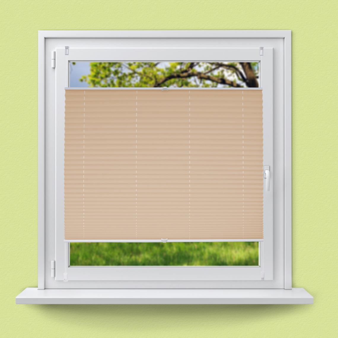 Ecd Germany - Store plissé persienne pour fenêtre sans perçage rollo Klemmfix 75 x 100cm crème - Store compatible Velux