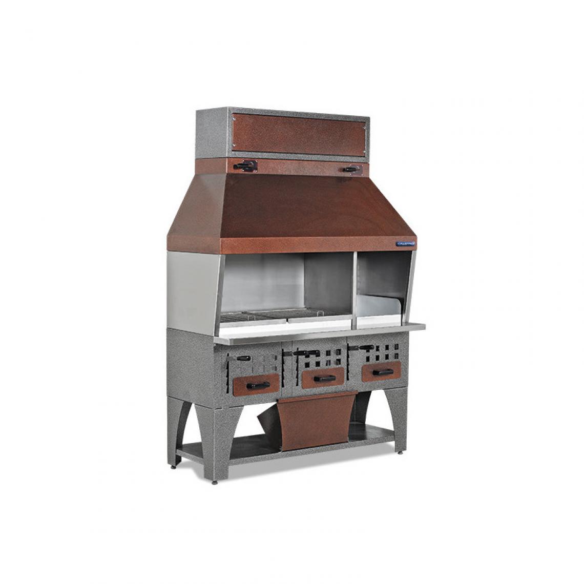 Materiel Chr Pro - Barbecue charbon de bois 1400 mm avec auvent sur armoire avec tiroir à charbon - Virtus - Barbecues charbon de bois