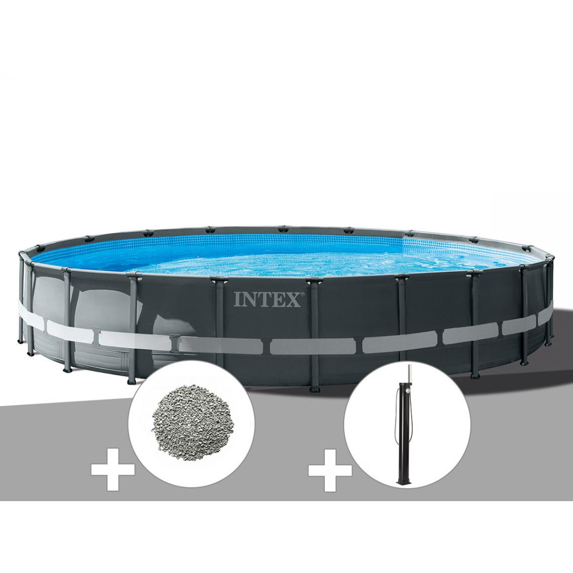 Intex - Kit piscine tubulaire Intex Ultra XTR Frame ronde 6,10 x 1,22 m + 20 kg de zéolite + Douche solaire - Piscine Tubulaire