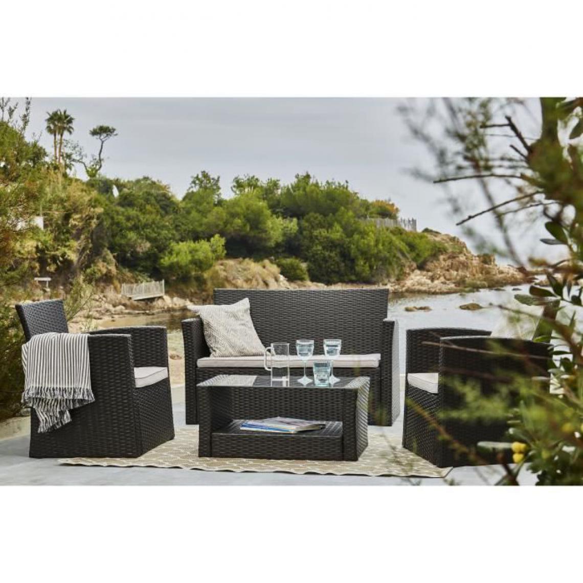 Bocarnea - Salon de jardin OLIVERA en acier et résine - 4 personnes - Ensembles tables et chaises