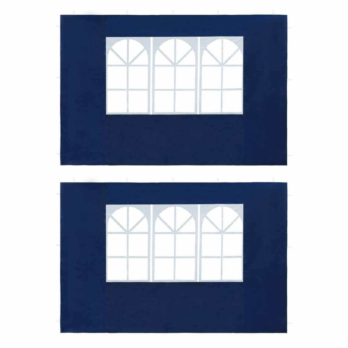Chunhelife - Paroi de tente de réception 2 pcs avec fenêtre PE Bleu - Marquise, auvent