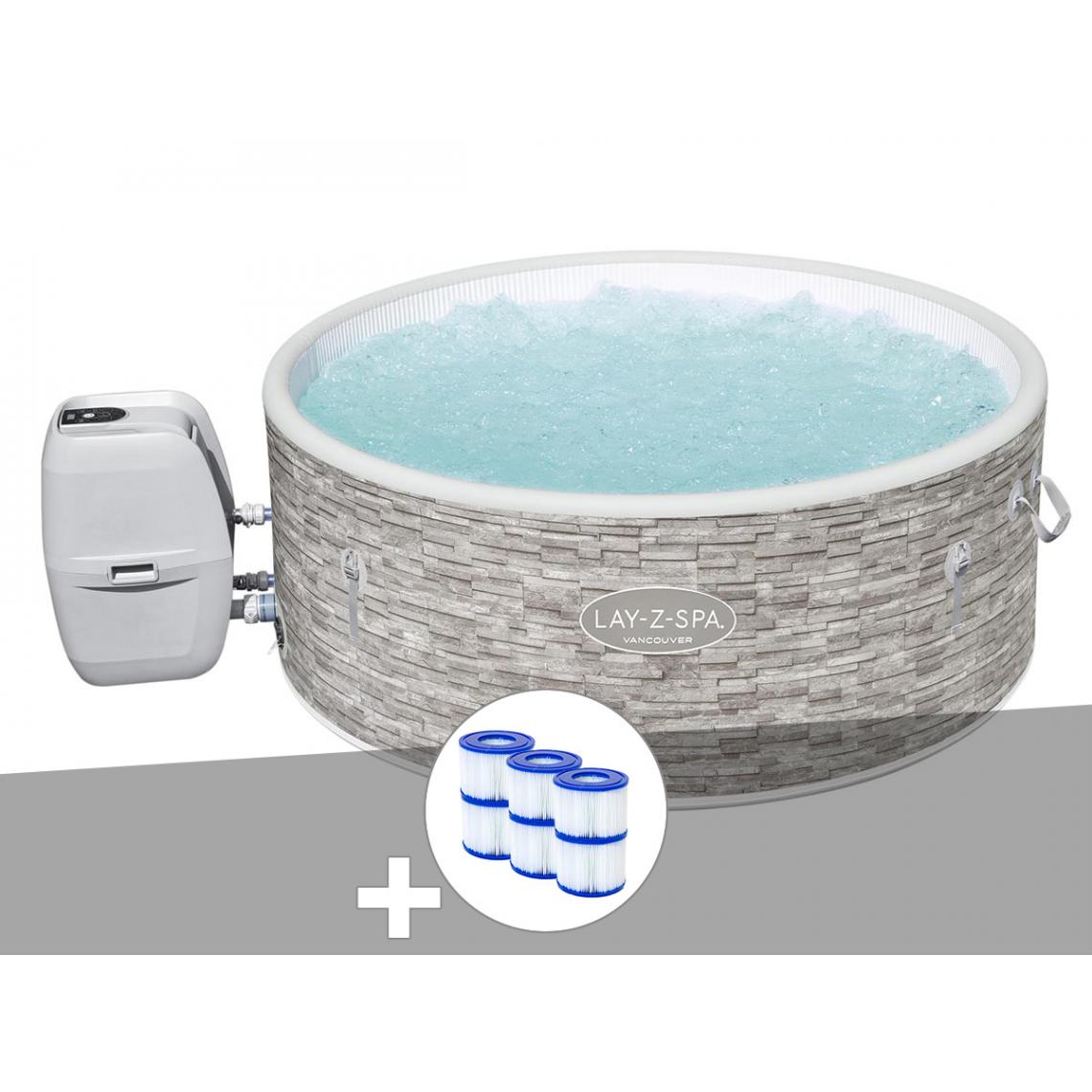 Bestway - Kit spa gonflable Bestway Lay-Z-Spa Vancouver rond Airjet Plus 3/5 places + 6 filtres - Spa gonflable