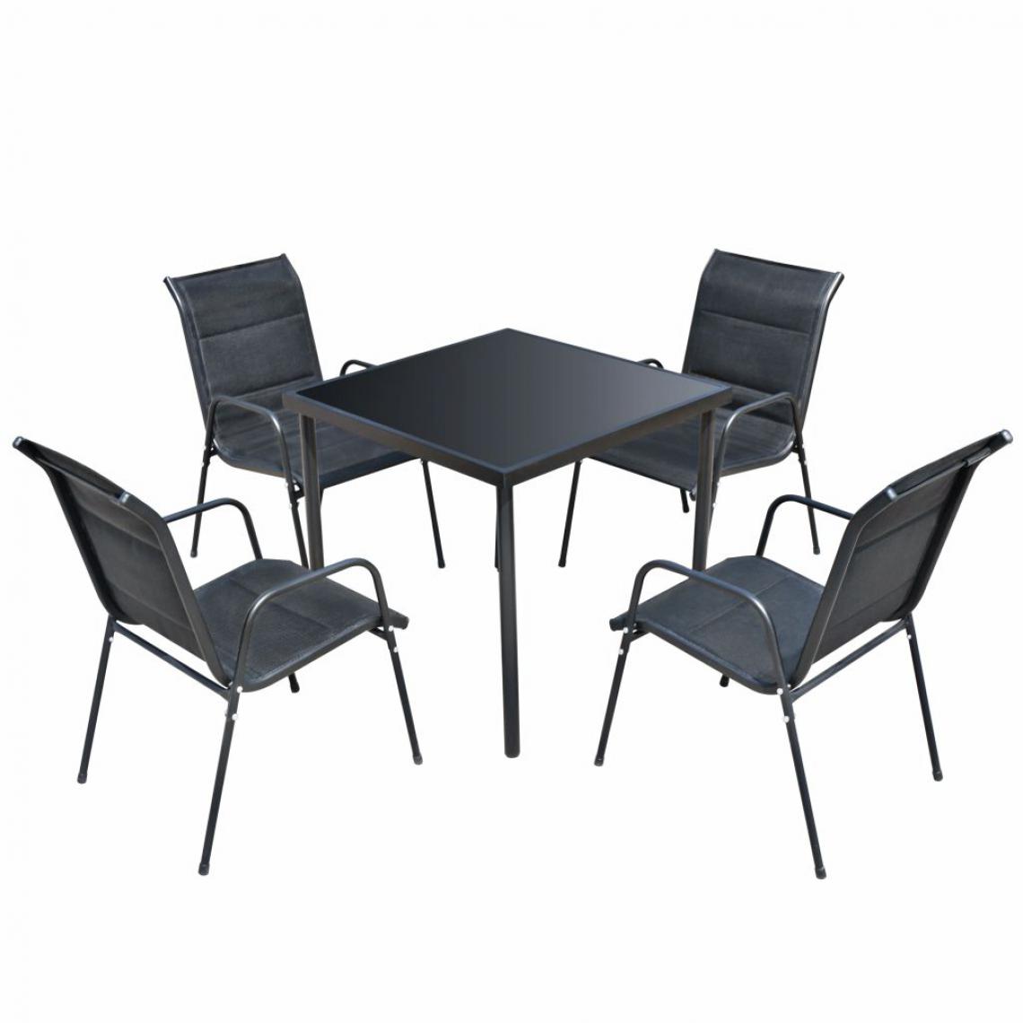 Vidaxl - Ensemble de salle à manger d'extérieur 5 pcs Noir - 43312 - Noir - Ensembles canapés et fauteuils