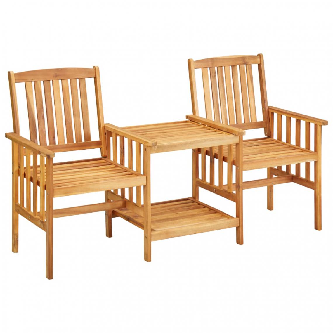 Chunhelife - Chaises de jardin avec table à thé 159x61x92 cm Bois d'acacia - Ensembles canapés et fauteuils