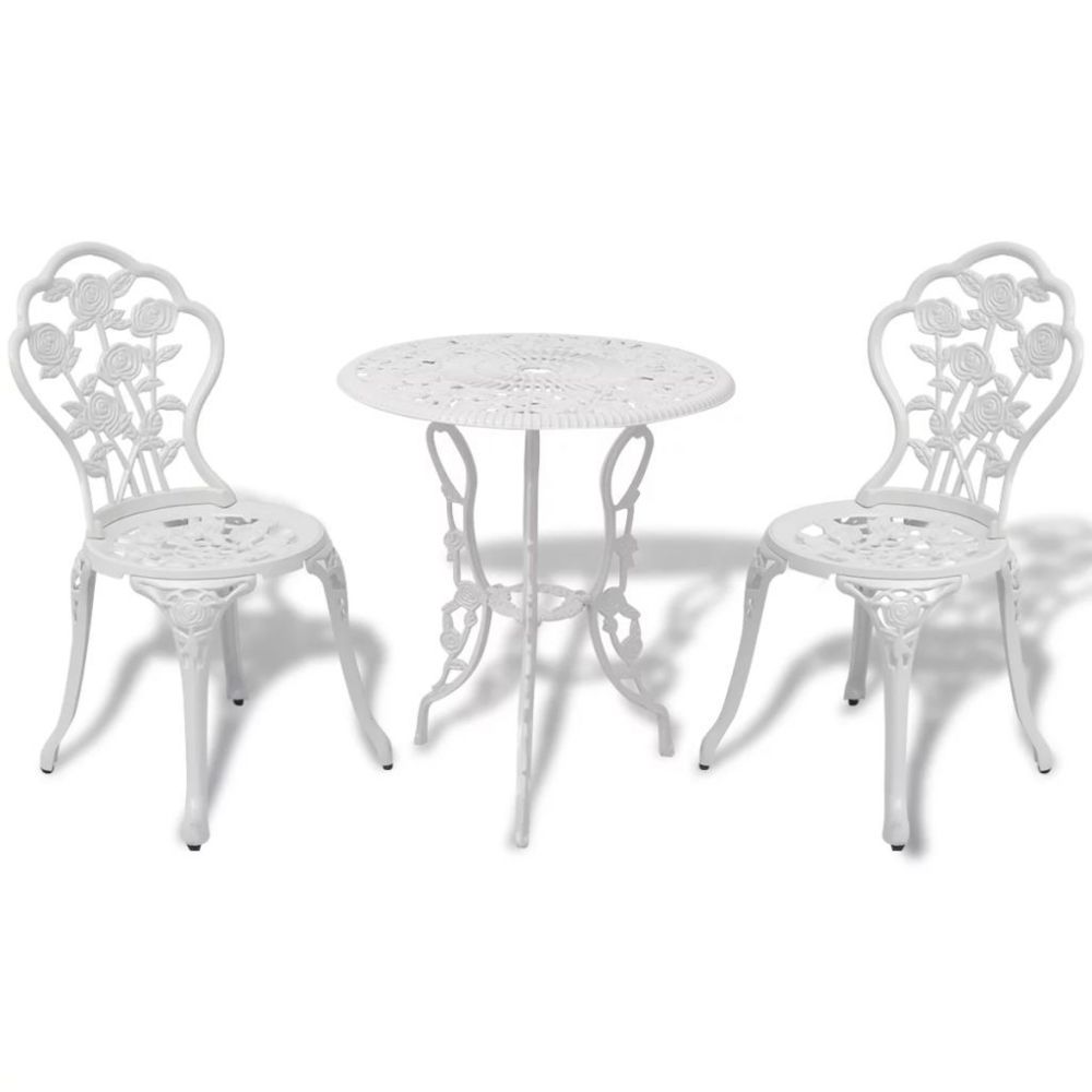 Vidaxl - Jeu de bistro 3 pcs Aluminium coulé Blanc | Blanc - Ensembles canapés et fauteuils