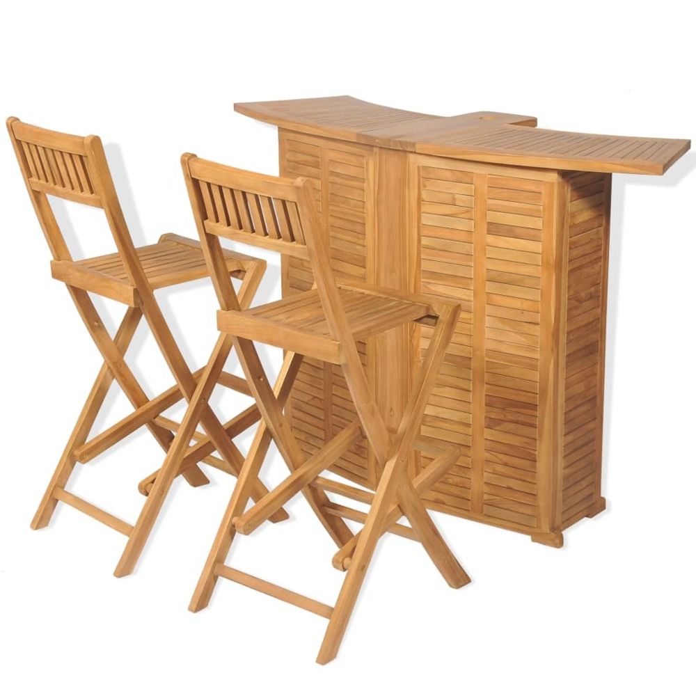 Vidaxl - vidaXL Mobilier de bistro 3pcs et chaises pliables Bois de teck solide - Ensembles canapés et fauteuils