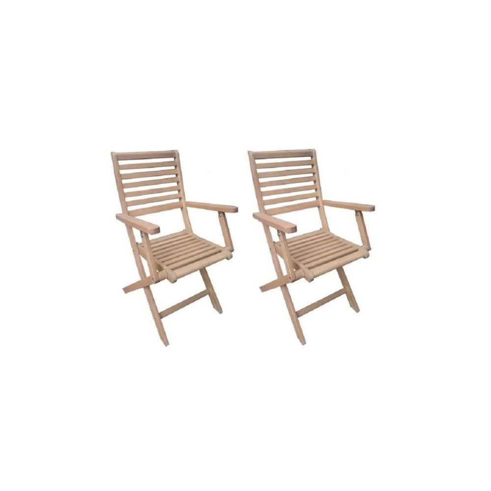 Sans Marque - Lot de 2 fauteuils pliantes de jardin en eucalyptus FSC - 57,5x56x90cm - Ensembles tables et chaises