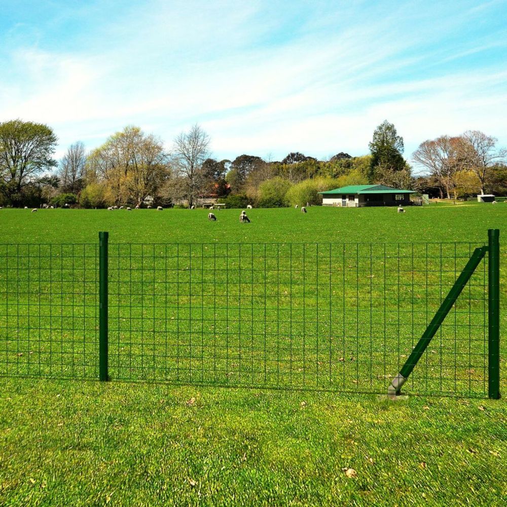 Vidaxl - Jeu de clôture avec des piquets de sol 10 x 1 m Acier Vert | Vert - Portillon