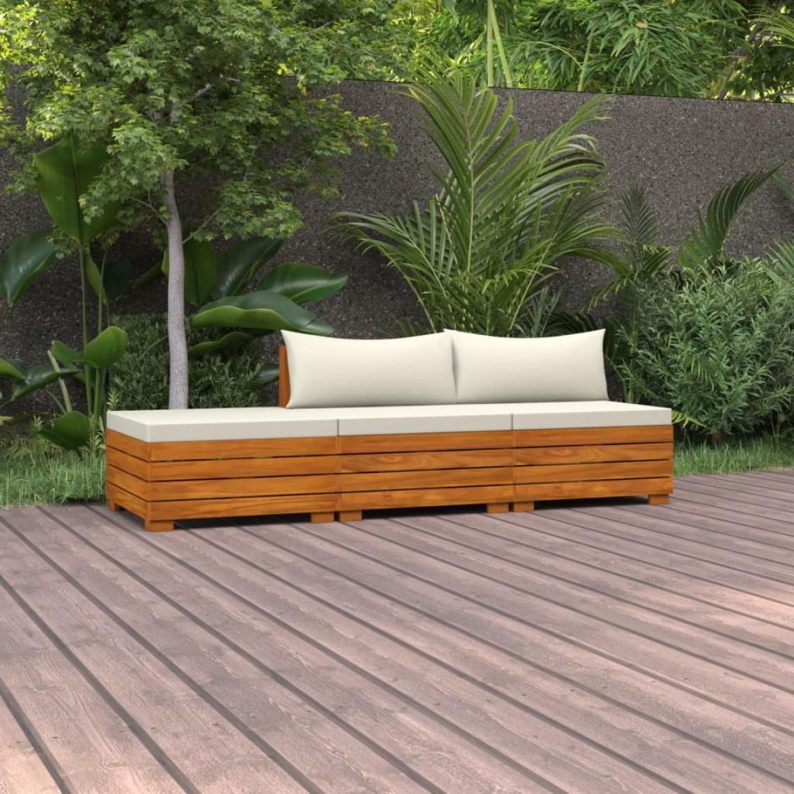 Vidaxl - vidaXL Salon de jardin 3 pcs avec coussins Bois d'acacia solide - Chaises de jardin