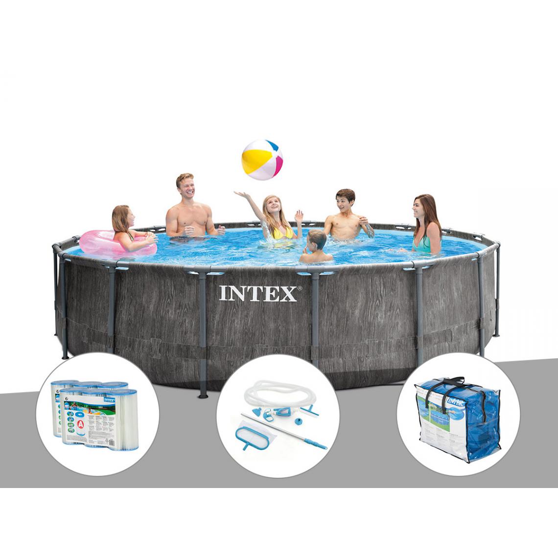 Intex - Kit piscine tubulaire Intex Baltik ronde 5,49 x 1,22 m + 6 cartouches de filtration + Kit d'entretien + Bâche à bulles - Piscine Tubulaire