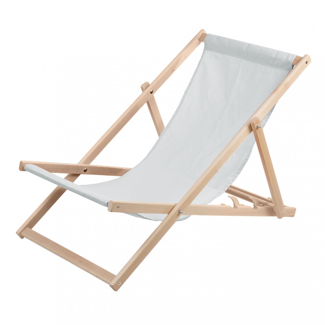 Sans Marque - Chaise longue Wood Ok confortable ,en bois , gris clair, idéale pour la plage, le balcon, la terrasse - Transats, chaises longues