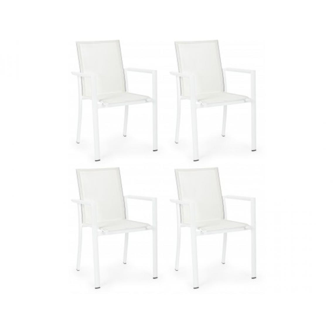 Bizzotto - Fauteuil Lot de 4 fauteuils Konnor blanc - Fauteuil de jardin