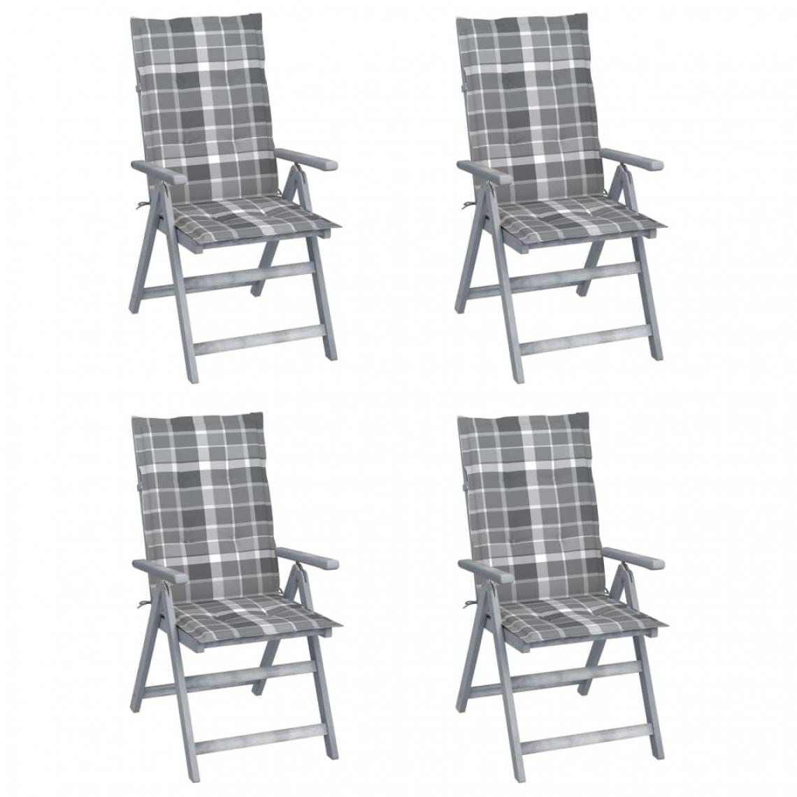 Vidaxl - vidaXL Chaises inclinables de jardin 4 pcs avec coussins Bois d'acacia - Chaises de jardin