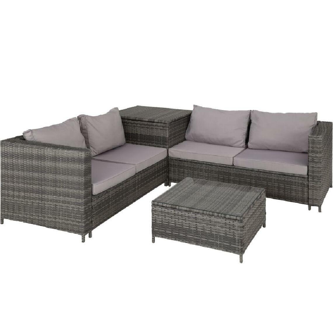 Helloshop26 - Canapé de jardin meuble 4 places avec coffre de rangement gris 2208089 - Ensembles canapés et fauteuils
