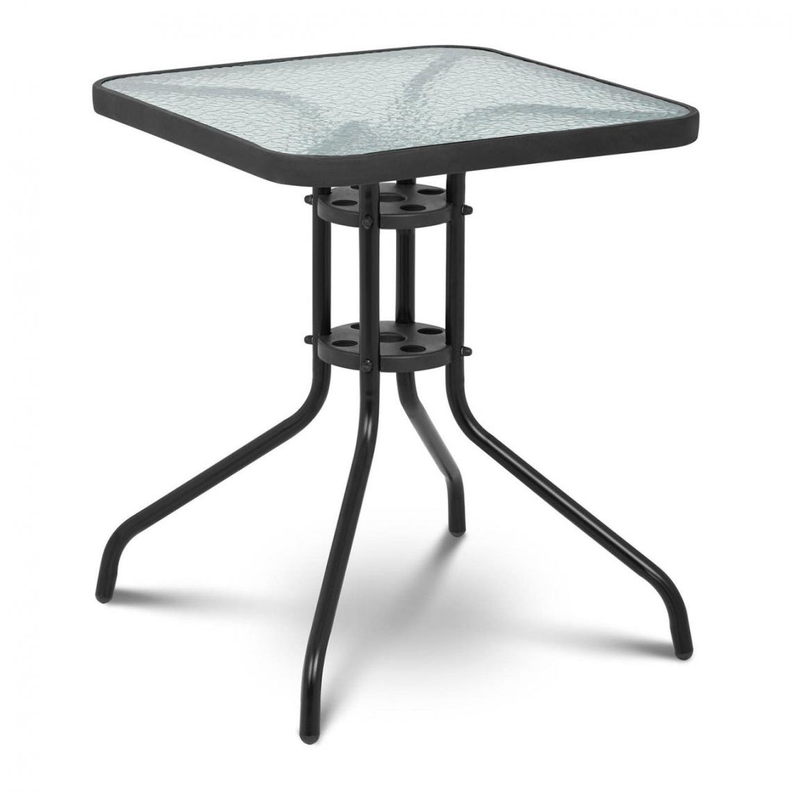Helloshop26 - Table de jardin carrée plateau de verre 60 x 60 cm noir 14_0003614 - Tables de jardin