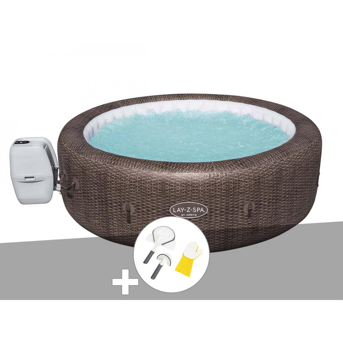 Bestway - Kit spa gonflable Bestway Lay-Z-Spa St Moritz rond Airjet 5/7 places + Kit de nettoyage - Spa gonflable