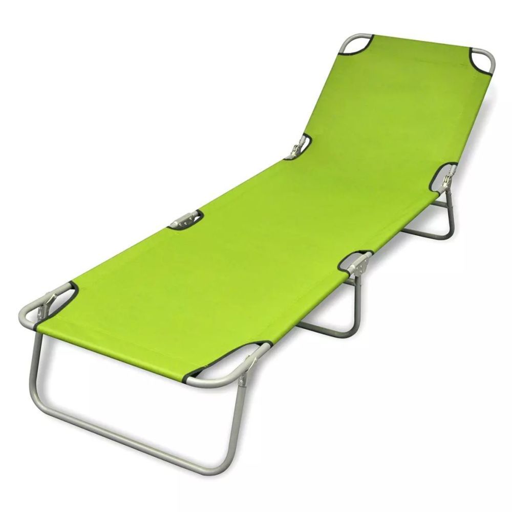 Vidaxl - Chaise longue pliable avec dossier réglable Vert pomme | Vert - Chaises de jardin