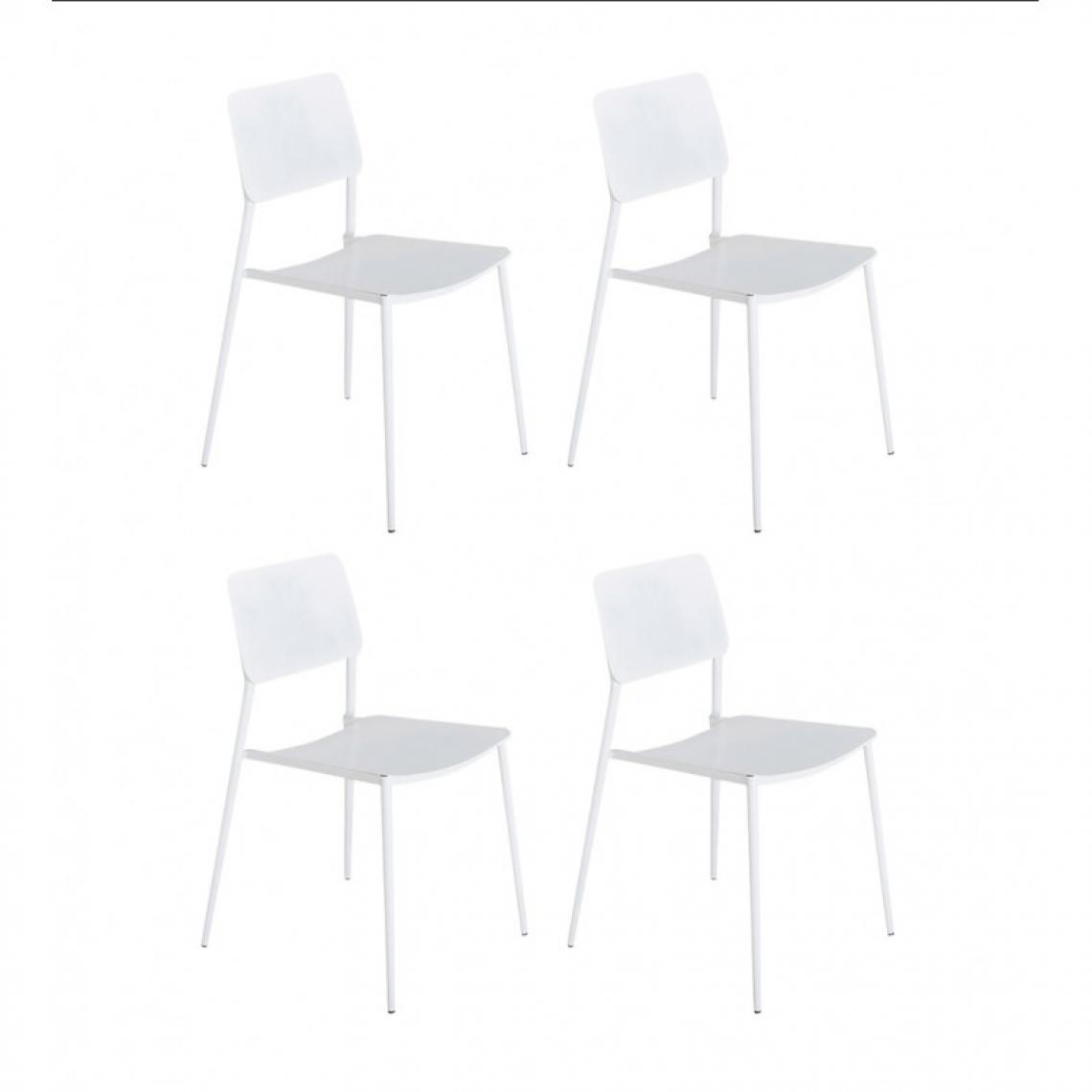 Meubletmoi - Lot de 4 chaises jardin empilables bistrot acier blanc mat - SCOLLA 7279 - Chaises de jardin