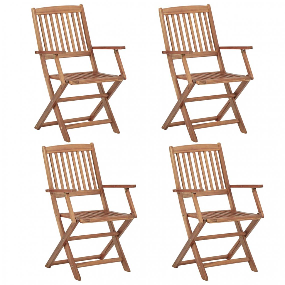 Chunhelife - Chaises pliables d'extérieur 4 pcs Bois d'acacia solide - Chaises de jardin