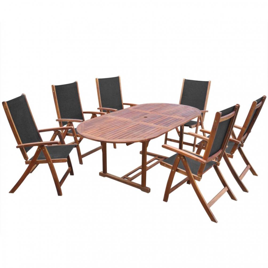 Vidaxl - Meuble de jardin 7 pcs Table extensible Pliable Bois d'acacia - Brun - Ensembles canapés et fauteuils