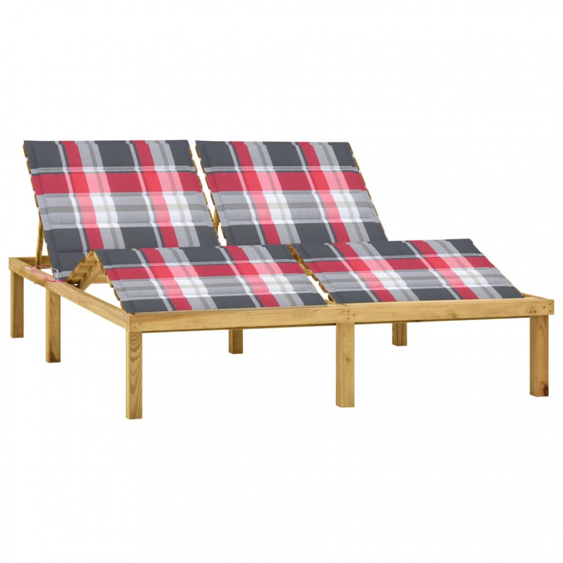 Vidaxl - vidaXL Chaise longue double avec coussins Bois de pin imprégné - Transats, chaises longues