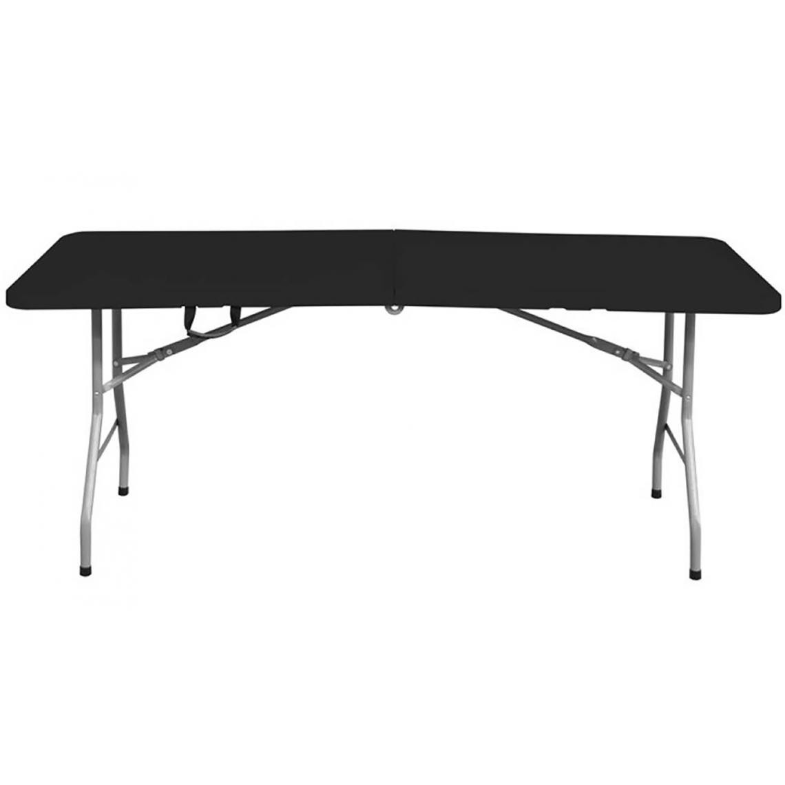 Pegane - Table de jardin pliante rectangulaire en métal coloris noir  - Longueur 180 x Profondeur 74 x Hauteur 74 cm - Tables de jardin