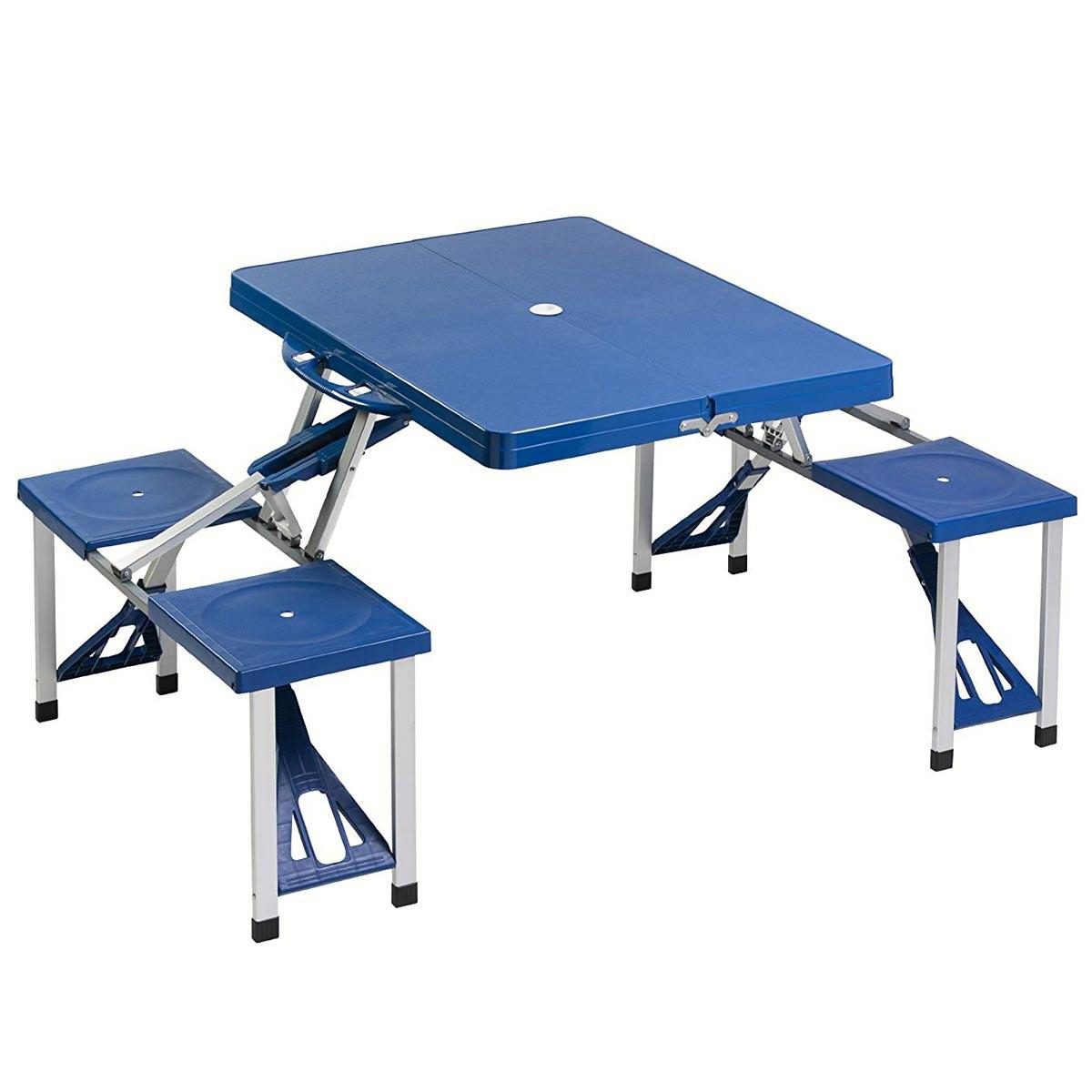 Malatec - Table d'appoint pliante valise pique-nique camping Bleu - Tables de jardin
