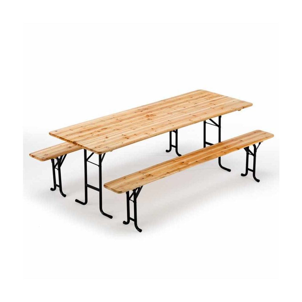 Wood Decor - Table de brasserie bancs en bois jardin pliant festival 220x80 - Ensembles canapés et fauteuils