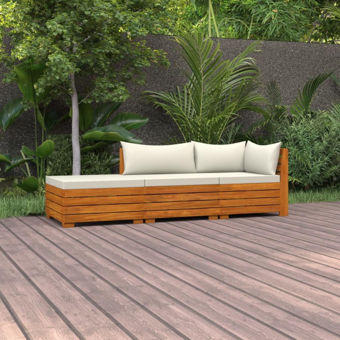 Vidaxl - vidaXL Salon de jardin 3 pcs avec coussins Bois d'acacia solide - Chaises de jardin