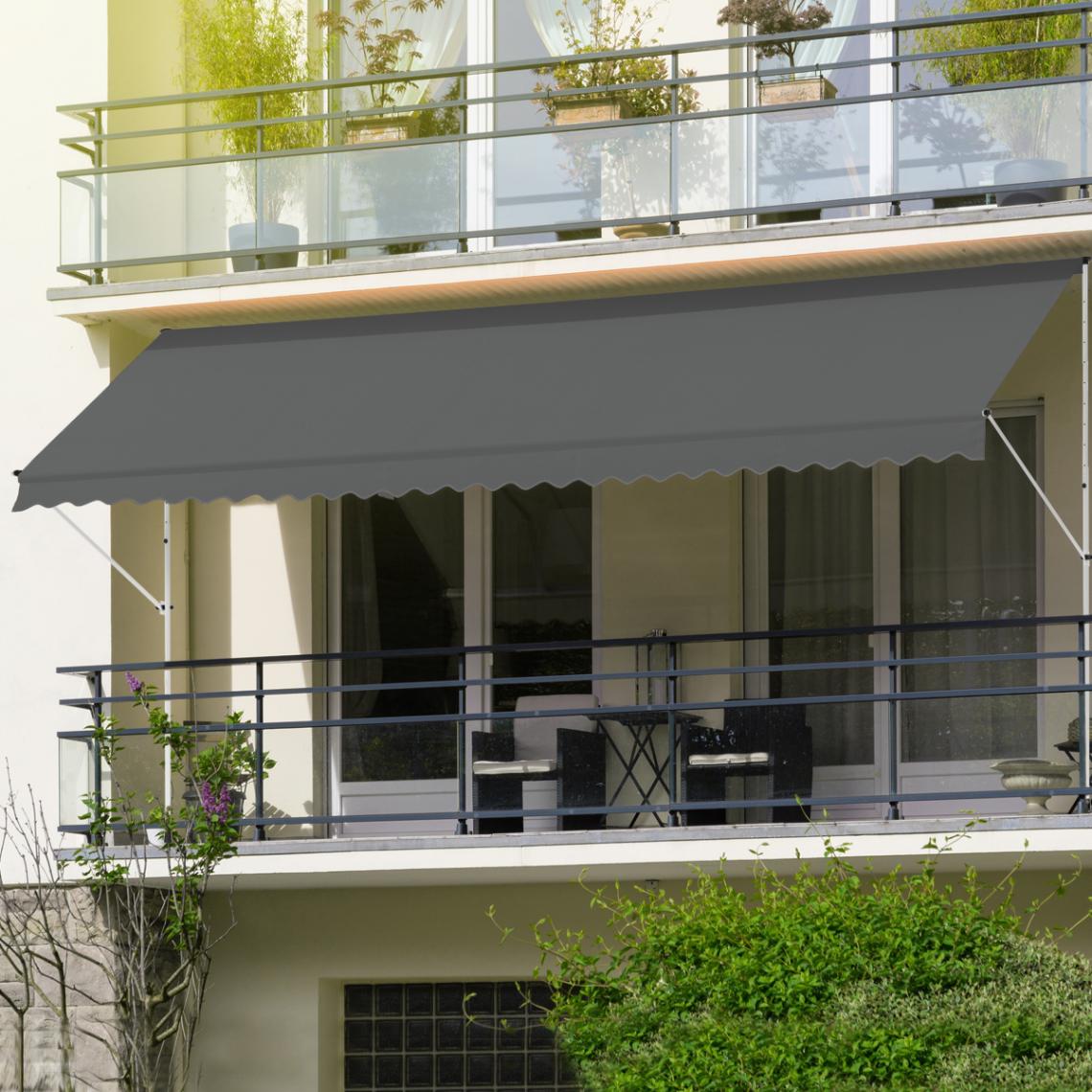 Ecd Germany - Store banne terrasse balcon auvent rétractable réglable 350x120cm gris ML-Design - Marquise, auvent