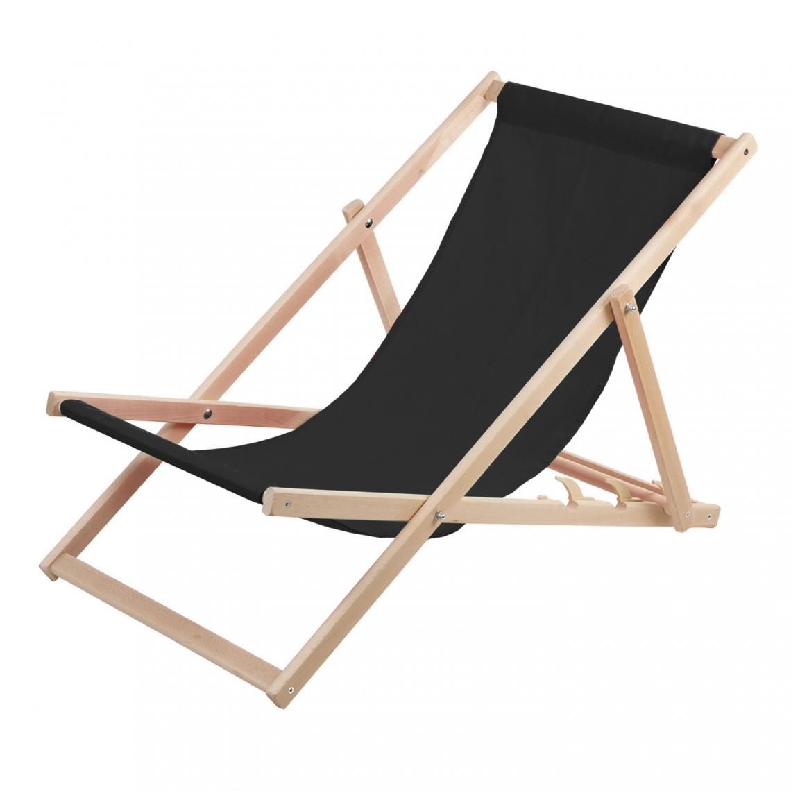 Sans Marque - Chaise longue Wood Ok confortable ,en bois , noir, idéale pour la plage, le balcon, la terrasse - Transats, chaises longues