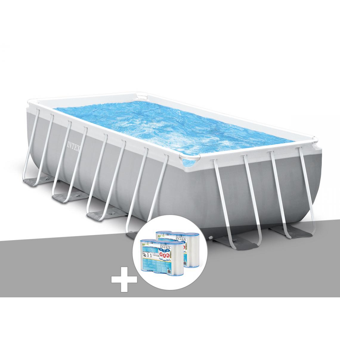 Intex - Kit piscine tubulaire Intex Prism Frame rectangulaire 4,00 x 2,00 x 1,22 m + 6 cartouches de filtration - Piscine Tubulaire