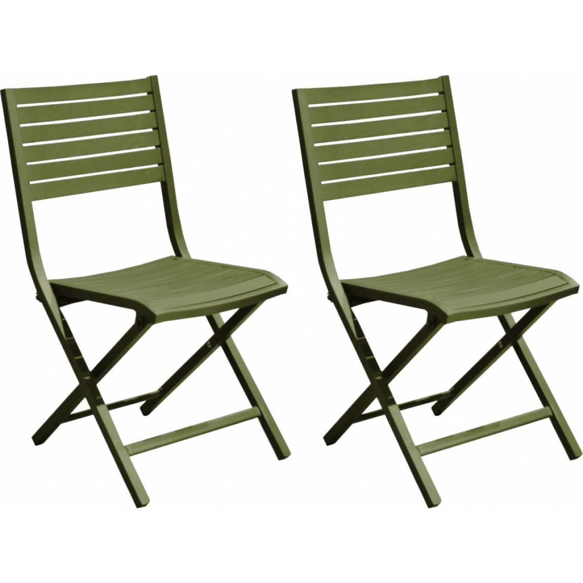 Proloisirs - Chaises pliantes en aluminium Lucca (Lot de 2) vert - Chaises de jardin