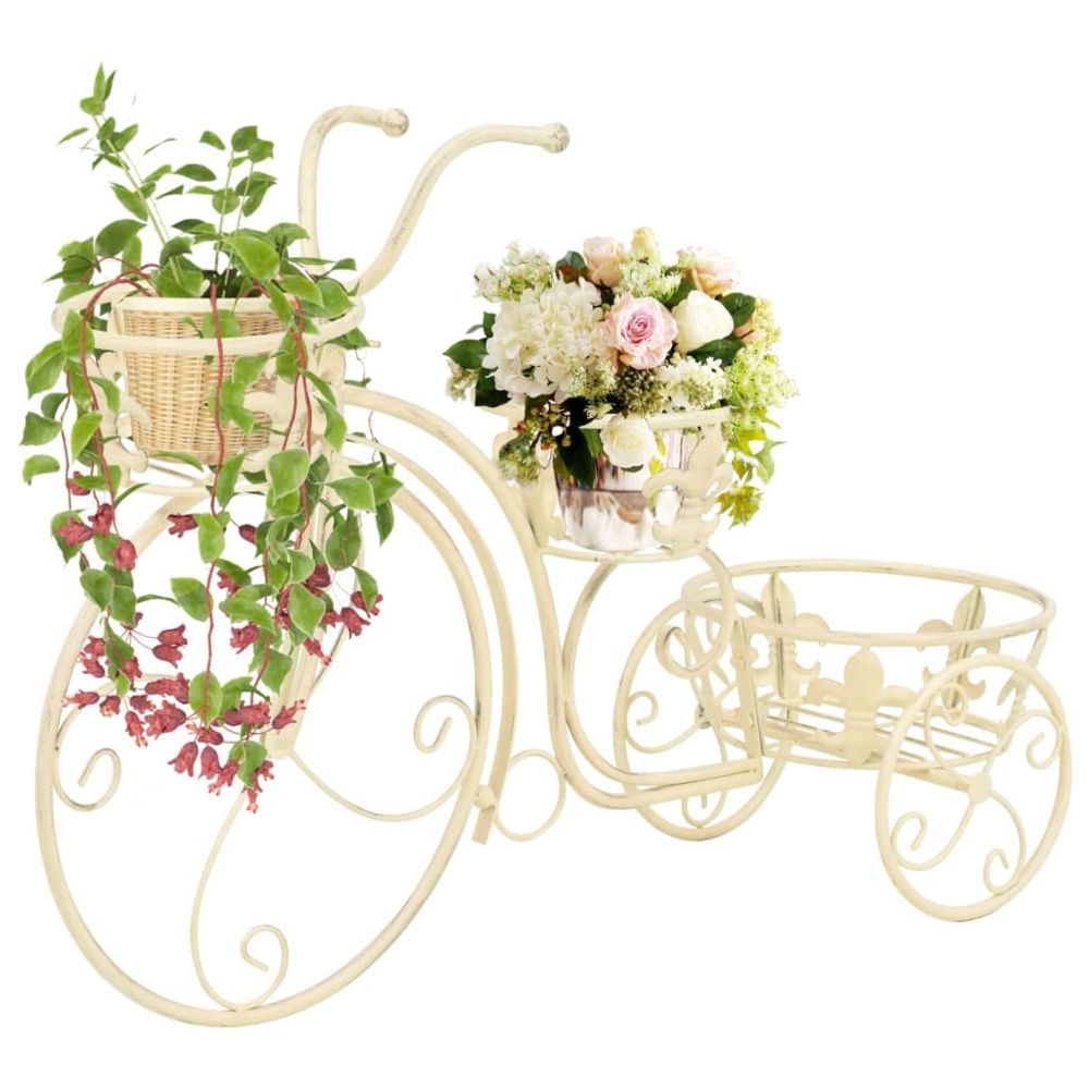 Vidaxl - Support de plantes sous forme de vélo Style vintage Métal - Jardinage - Supports pour plantes | Blanc | Blanc - Consommables pour outillage motorisé