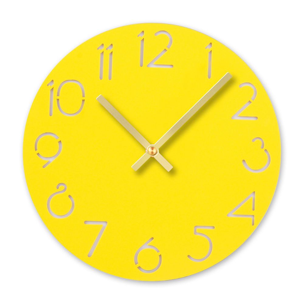 Generic - Horloge murale ronde silencieuse avec chiffres arabes design style élégant décor acrylique rond - Jaune - Consommables pour outillage motorisé
