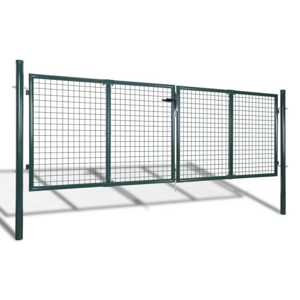 Vidaxl - Portail de clôture de jardin 289x100 cm / 306x150 cm Acier Vert | Vert - Portillon