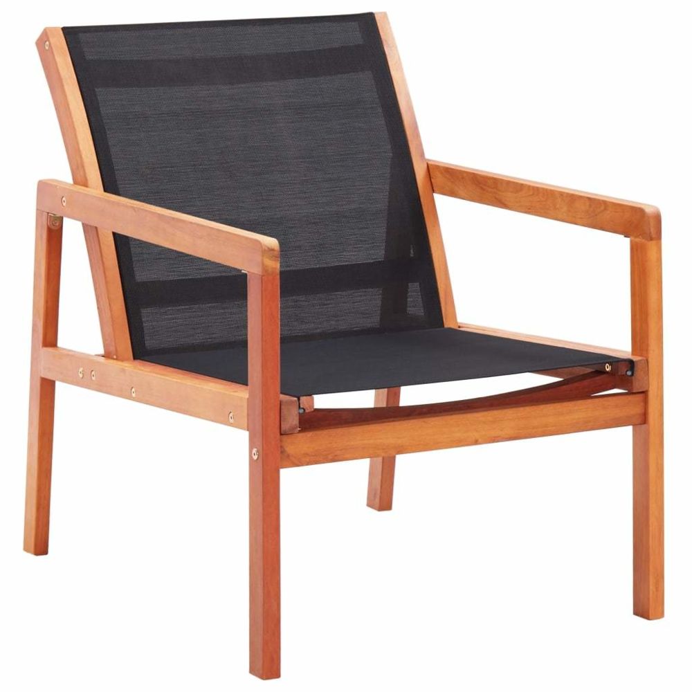 Vidaxl - vidaXL Chaise de jardin Noir Bois d'eucalyptus solide et textilène - Chaises de jardin