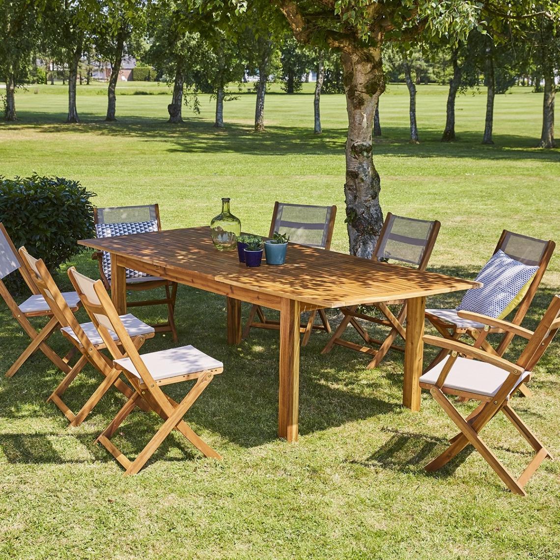 Bois Dessus Bois Dessous - Salon de jardin extensible en bois d'acacia 8 à 10 places - Ensembles tables et chaises