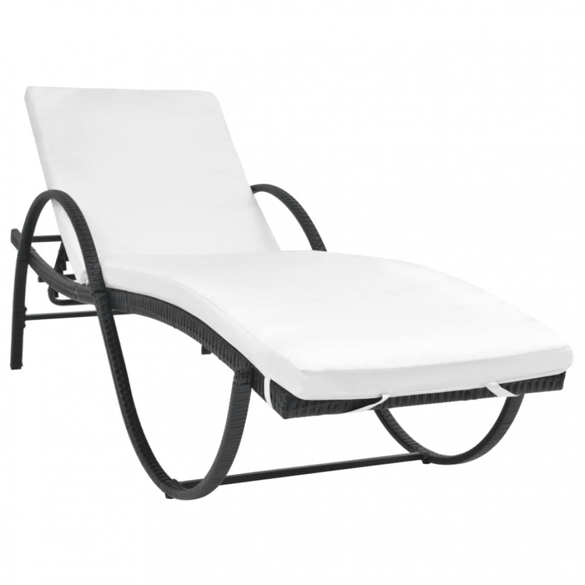 Icaverne - Icaverne - Bains de soleil famille Chaise longue avec Table Résine tissée Noir - Transats, chaises longues