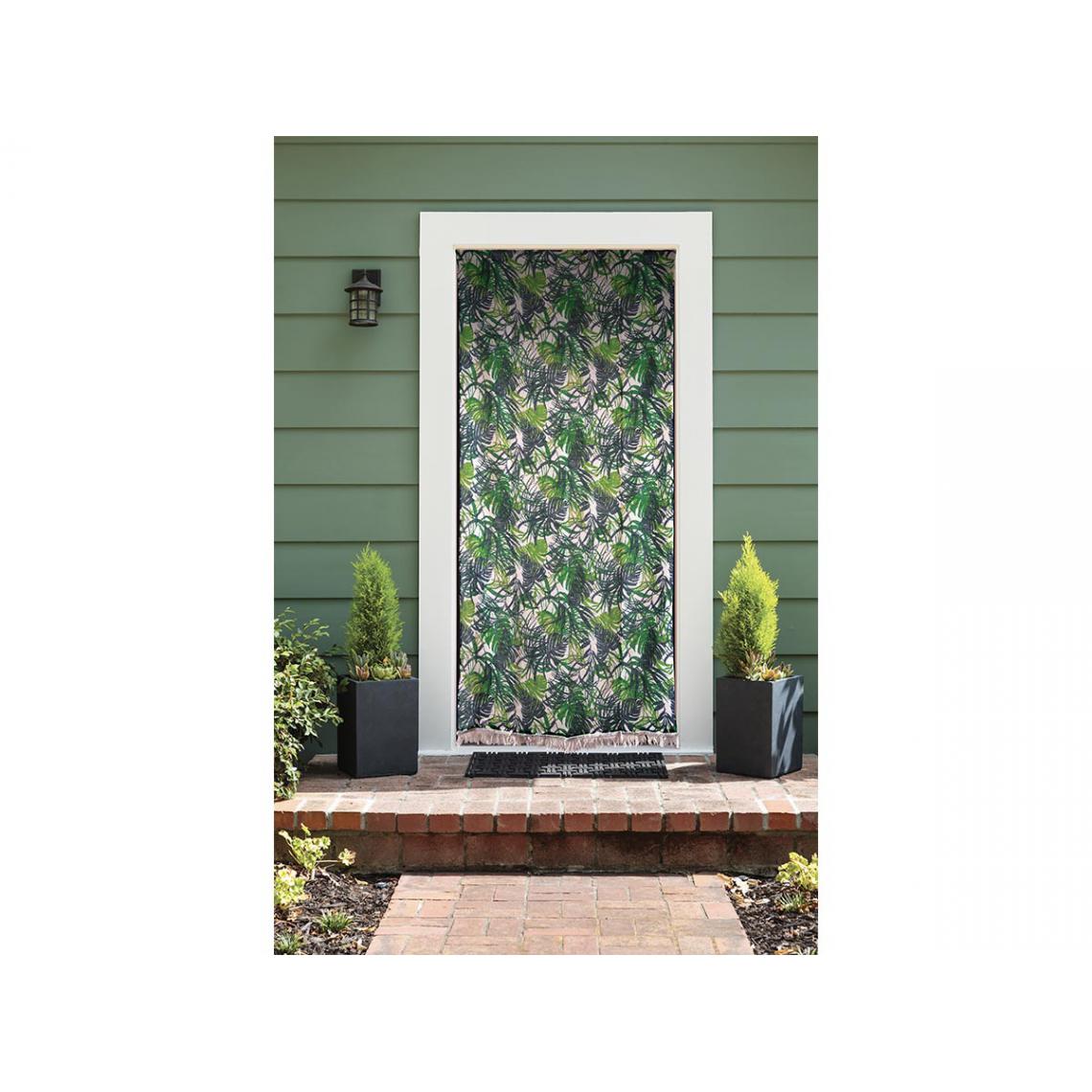 Jardideco - Rideau de porte moustiquaire en toile feuilles tropicales 140 x 225 cm - Moustiquaire Fenêtre